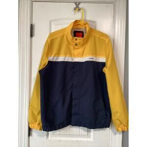 Vintage Navy Blue And Yellow Color block Izod Windbreaker Zip Jacket -‎ Size L